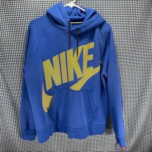 Nike Logo Spellout Blue Hoodie Sweatshirt Men’s Lg